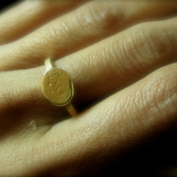 Surface of the moon ring. Gold ring. 14k solid Yellow gold ring. Handmade ring. - Picture 3 of 6